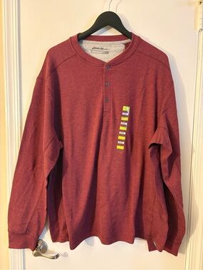 Eddie Bauer Men’s Red Henley Thermal Top